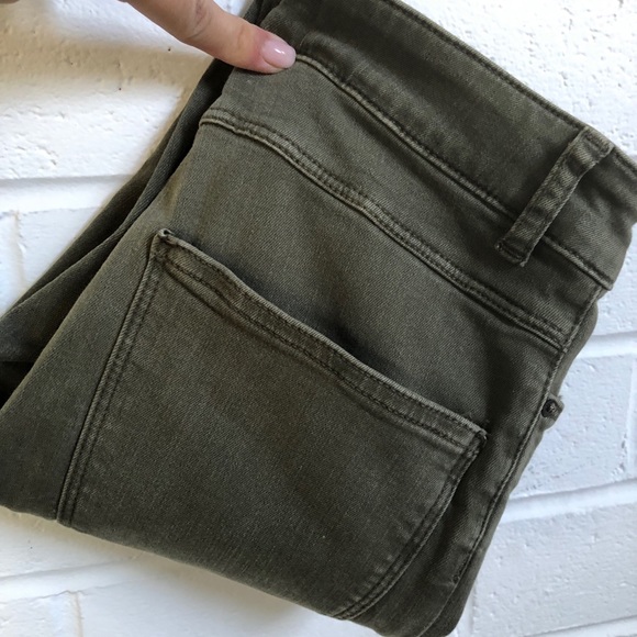 Zara Green Denim High Waist Skinny Sz 2 - Picture 3 of 7